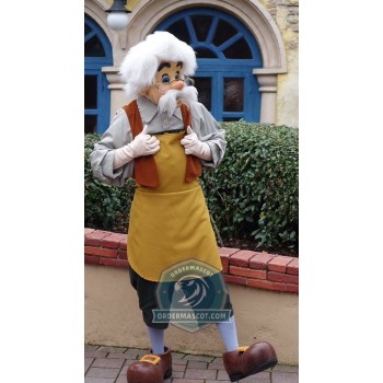Elderly Impoverished Woodcarver Geppetto Mascot Costume