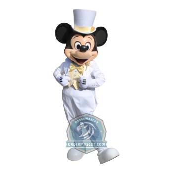 Happy Mickey Mascot Costume With White Suit