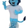 Happy Blue Lion Mascot Costume