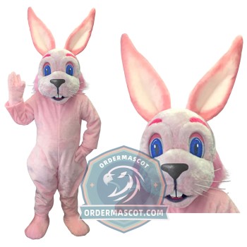Realistic Pink Rabbit Mascot Costume