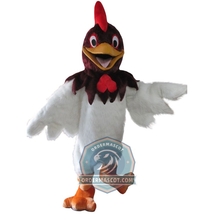 Happy White Rooster Mascot Costume