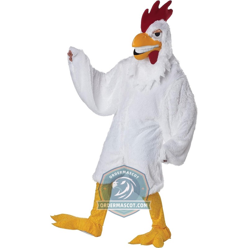 Realistic Lightweight White Rooster Mascot Costume