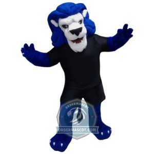 Blue Hair Lion Mascot Costume