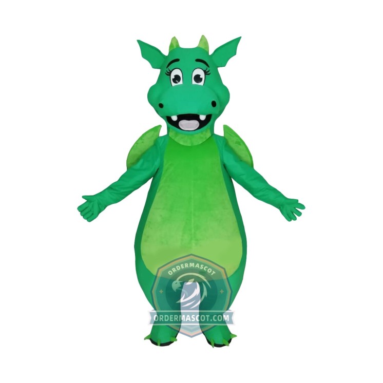 Happy Green Dragon Mascot Costume
