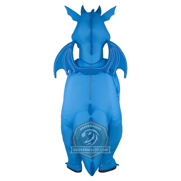 Realistic Happy Blue Dragon Mascot Costume