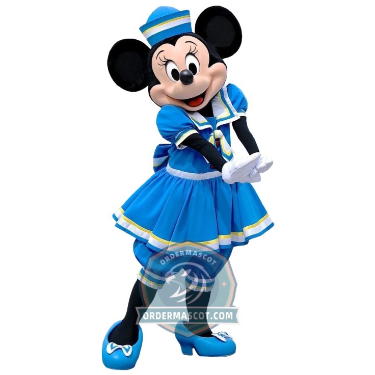 Happy Minnie Mascot Costume With Blue Dress