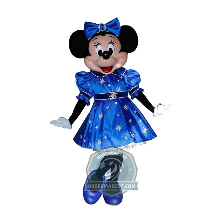 Happy Lightweight Minnie Mascot Costume With Blue Dress