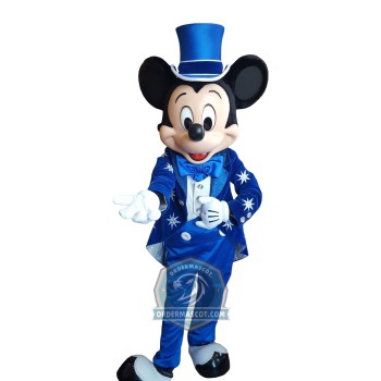 Happy Mickey Mascot Costume With Blue Suit