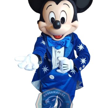 Happy Mickey Mascot Costume With Blue Suit