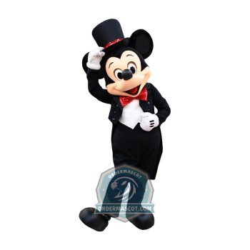 Happy Mickey Mascot Costume With Black Suit