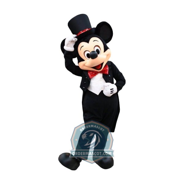 Happy Mickey Mascot Costume With Black Suit