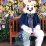 Deluxe Easter Bunny Mascot Costume With Blue Suit