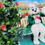 Deluxe Easter Bunny Mascot Costume With Green Suit