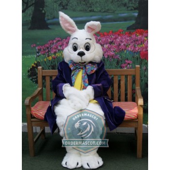 Deluxe Easter Bunny Mascot Costume With Purple Suit