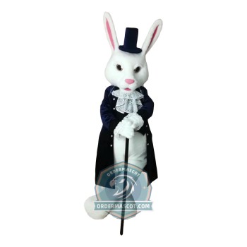 White Easter Bunny Mascot Costume With Black Suit