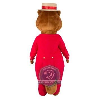 Happy Lightweight Beaver Mascot Costume With Red Suits