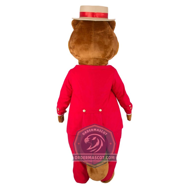 Happy Lightweight Beaver Mascot Costume With Red Suits