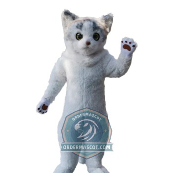 Deluxe White Cat Mascot Costume