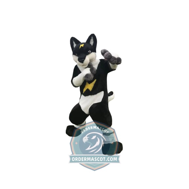 Black White Husky Dog Mascot Costume