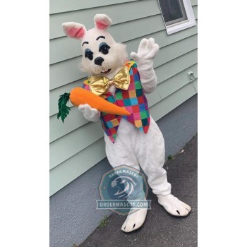 Deluxe Lightweight White Easter Bunny Mascot Costume For Adult