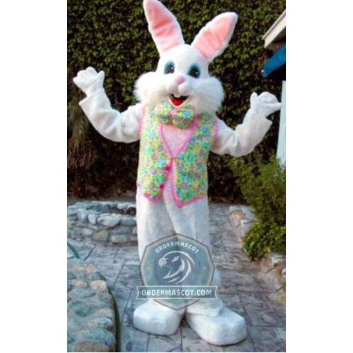 Deluxe Happy White Rabbit Mascot Costume