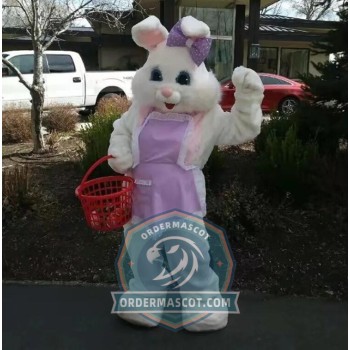 Deluxe Happy White Easter Bunny Mascot Costume