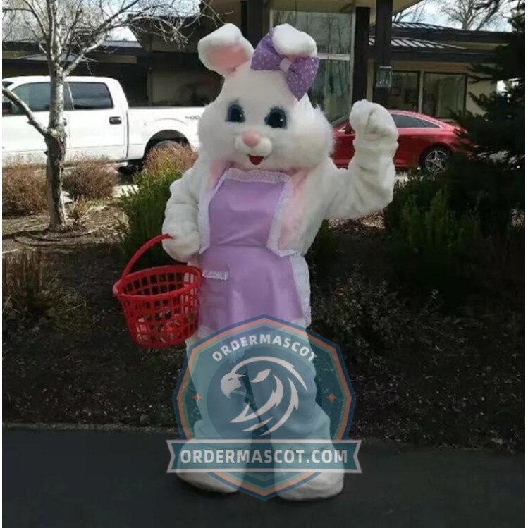 Deluxe Happy White Easter Bunny Mascot Costume