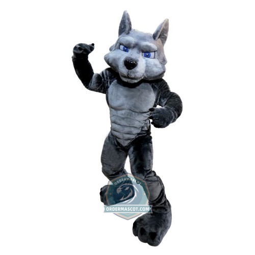 Power Muscular Wolf Mascot Costume