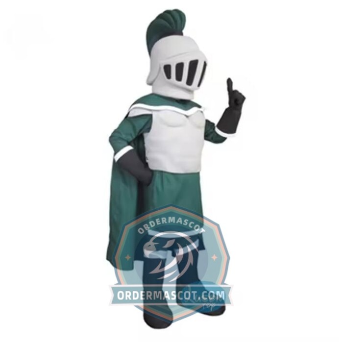 Deluxe Grey & Green Knight Mascot Costume