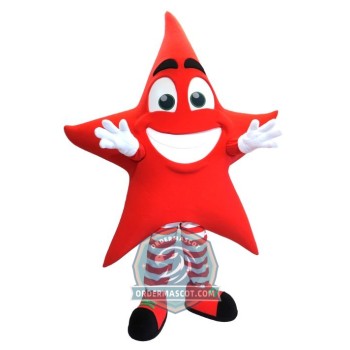 Happy Red Star Mascot Costume