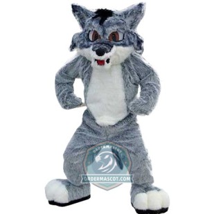 Furry Grey Wolf Mascot Costume