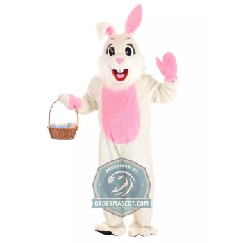 White & Pink Easter Bunny Mascot Costume
