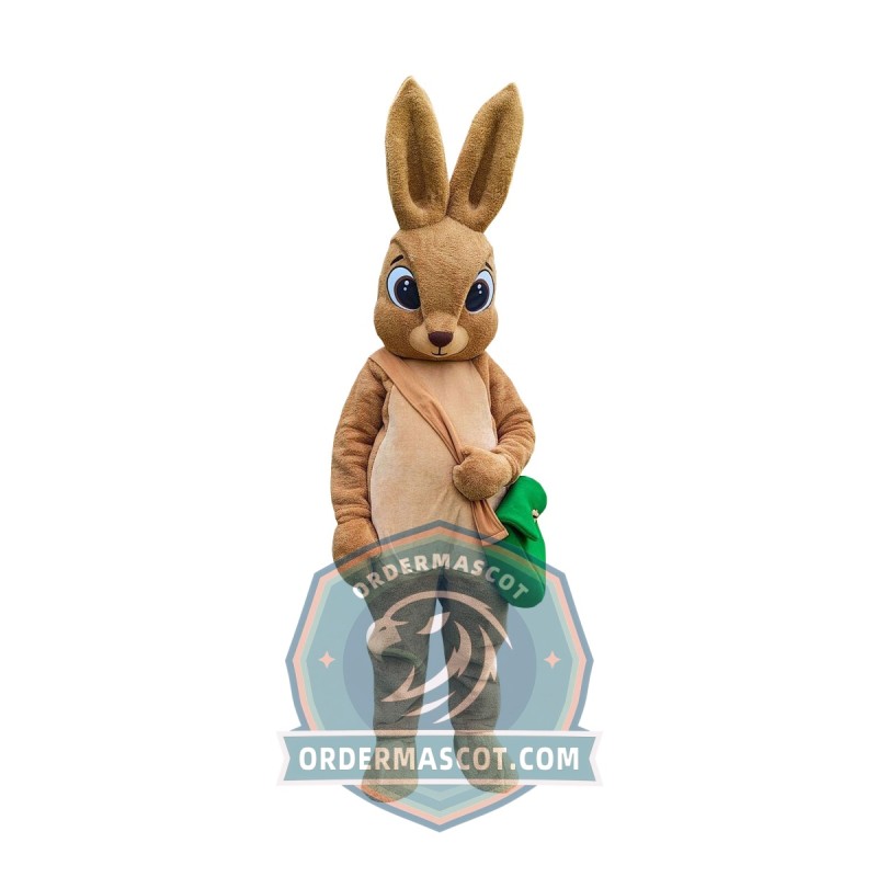 Realistic Brown Easter Bunny Mascot Costume