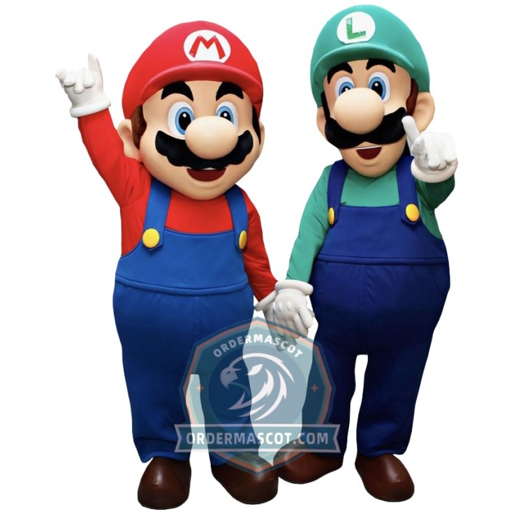 Deluxe Lightweight Red Mario & Yellow Luigi Mascot Costume
