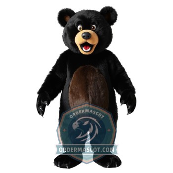 Realistic Black Bear Mascot Costume For Adult