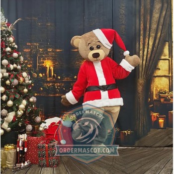Christmas Teddy The Brown Bear Mascot Costume
