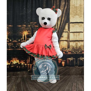 Miss White Bear Mascot Costume