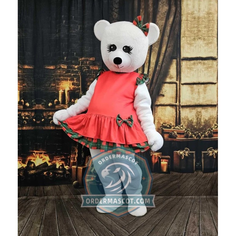 Miss White Bear Mascot Costume