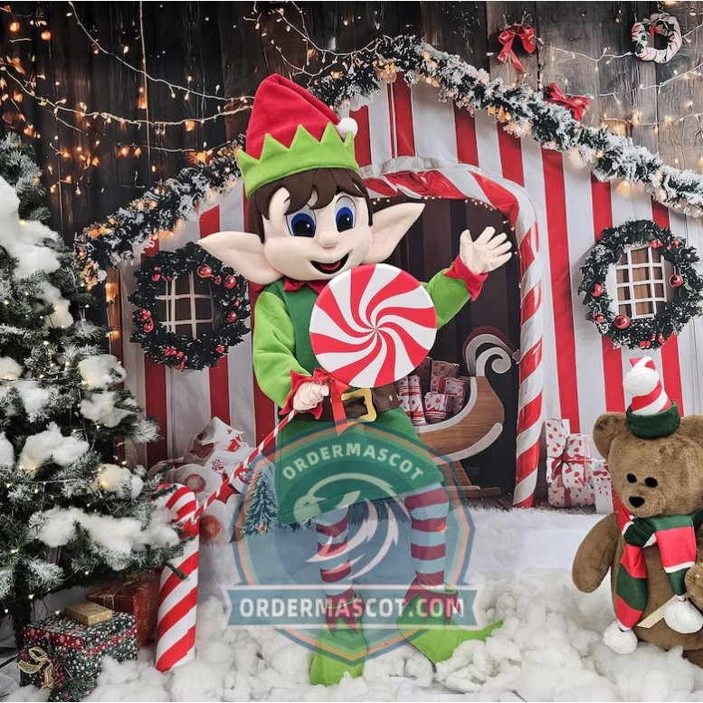 Green Elf Christmas Costume Mascot Costume