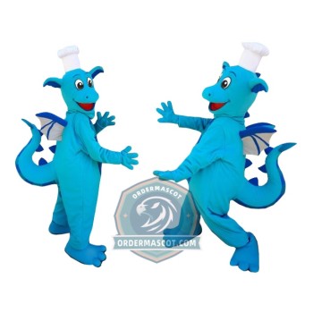 Friendly Blue Dragon Mascot Costume
