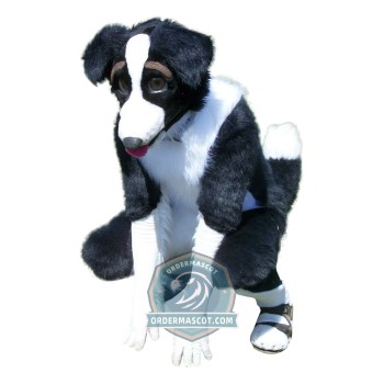Cute Black & White Dog Mascot Costume