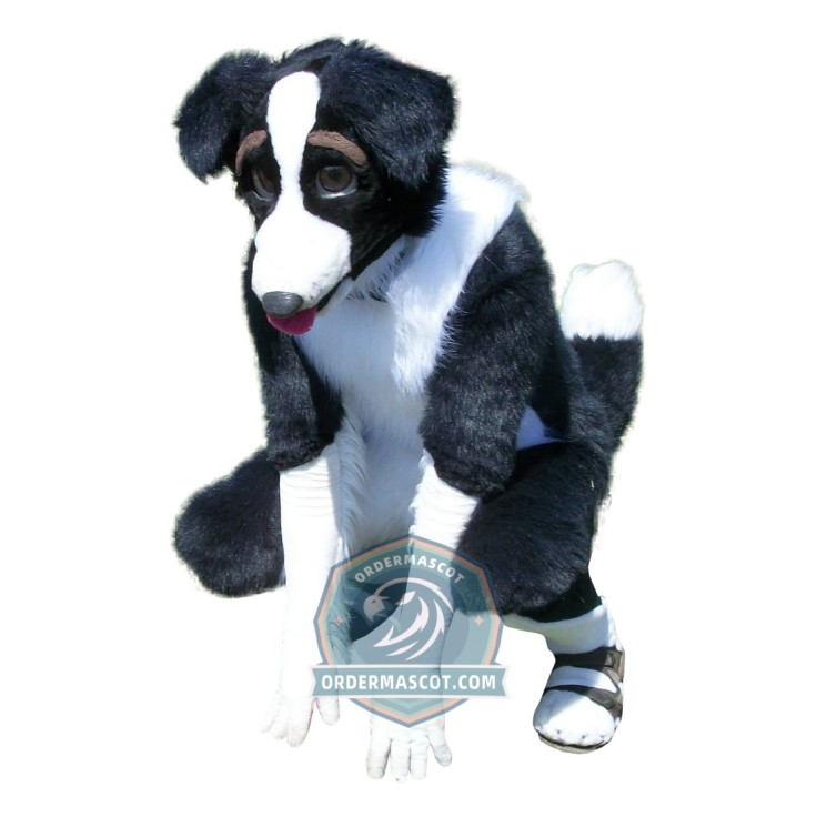 Cute Black & White Dog Mascot Costume