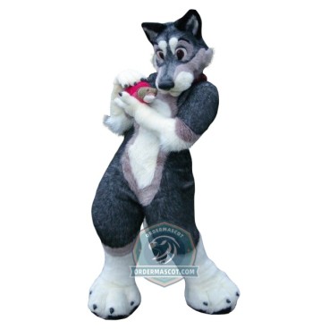 Realistic Wolf Mascot Costume For Adult