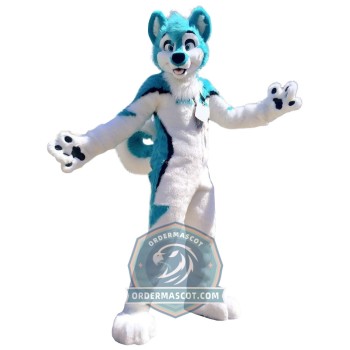 Blue & White Husky Dog Mascot Costume For Adult