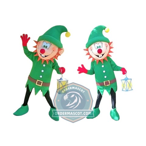 Green Elf Mascot Costume