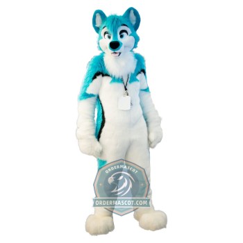 Cute Blue & White Husky Dog Mascot Costume