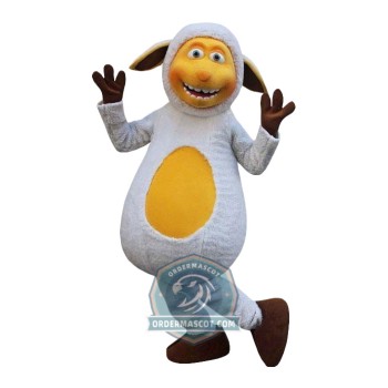 Happy White Sheep Mascot Costume