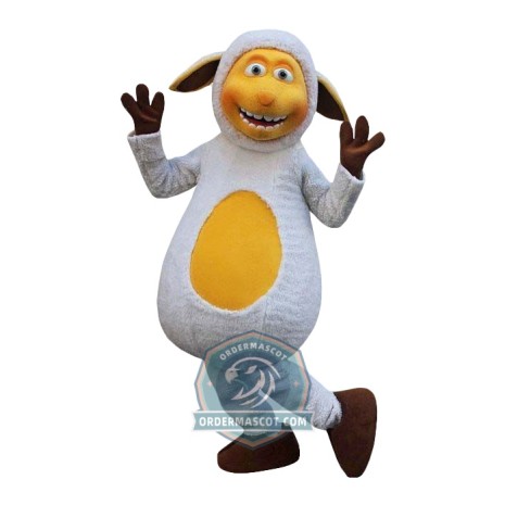 Happy White Sheep Mascot Costume