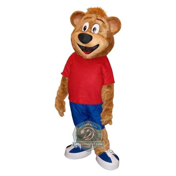 Happy Lightweight Brown Bear Mascot Costume