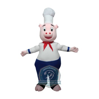 Cute Chef Pig Mascot Costume